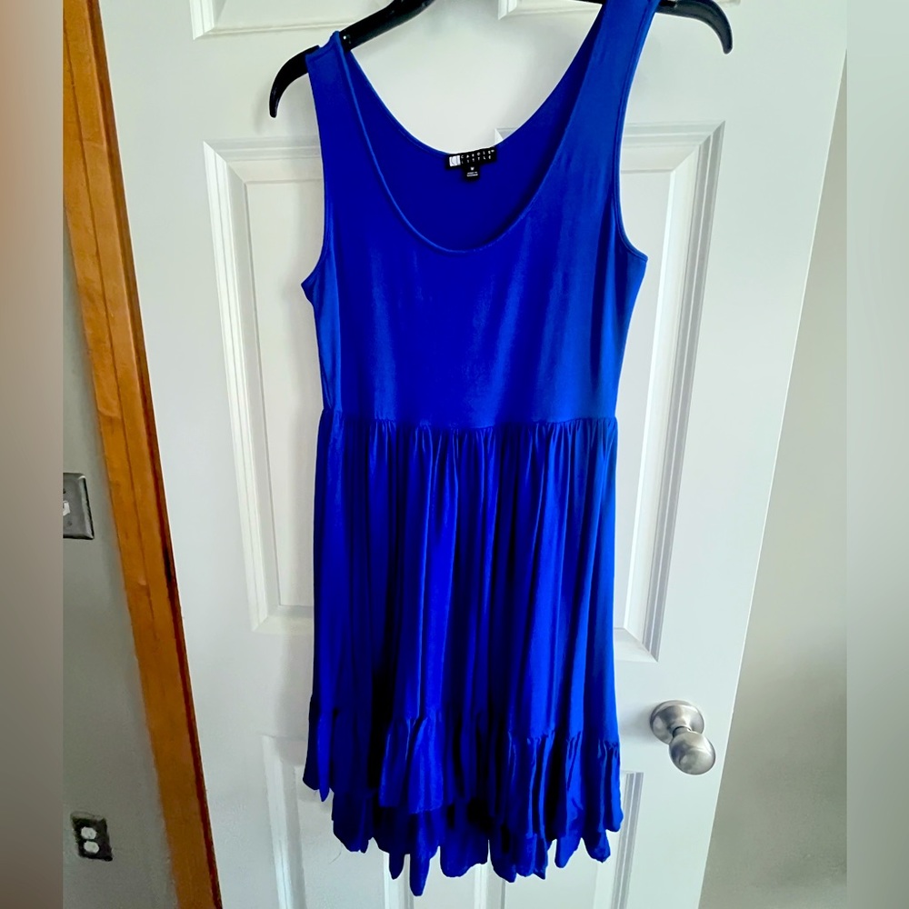 Women’s royal blue dress with two layer ruffle bottom size M